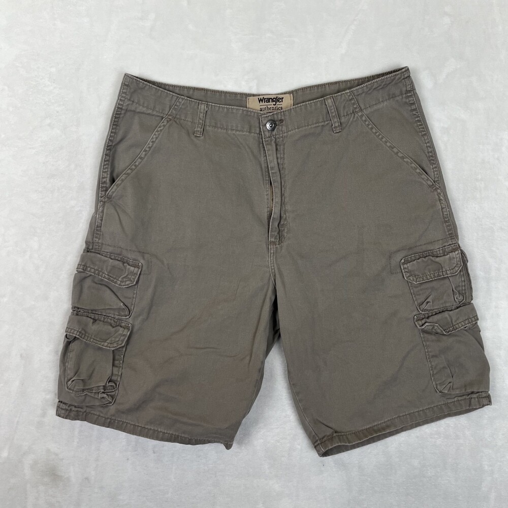 Vintage Wrangler Shorts Mens 36 Khaki Brown Cargo Stretch 10 Inseam Utility